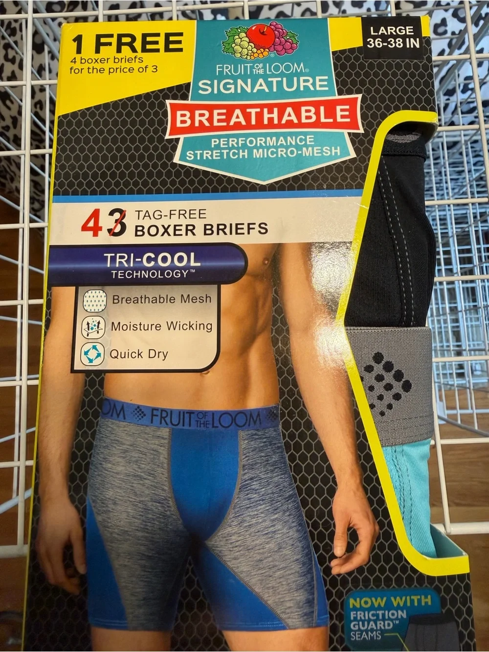 Fruit of the Loom Men’s Blue and Gray Tri-Cool Boxer Briefs